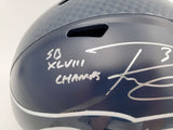 RUSSELL WILSON AUTOGRAPHED SEAHAWKS FULL SIZE HELMET STATS LE /48 RW HOLO 105818