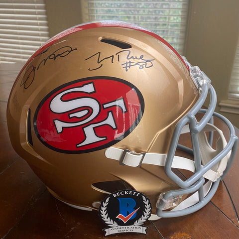 JOE MONTANA & JERRY RICE AUTOGRAPHED SAN FRANCISCO 49ERS FS REPLICA HELMET BAS