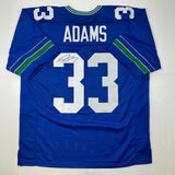 Autographed/Signed Jamal Adams Seattle Retro Blue Football Jersey JSA COA