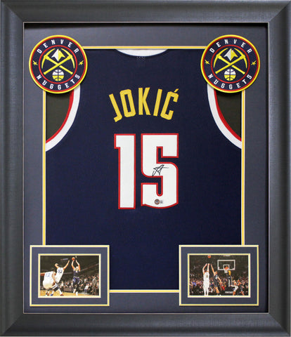 Nikola Jokic Authentic Signed Navy Blue Pro Style Framed Jersey BAS Witnessed