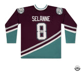 Teemu Selanne Autographed 1996 Dark Mighty Ducks Jersey UDA