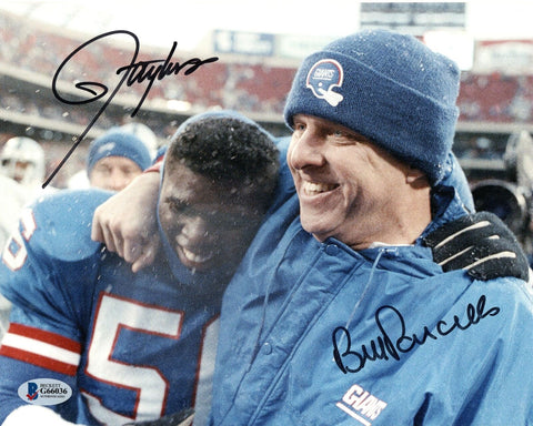 Bill Parcells & Lawrence Taylor Signed New York Giants 8x10 Beckett Witnessed