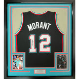 Framed Autographed/Signed Ja Morant 33x42 Memphis Black Jersey JSA COA