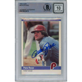 Pete Rose Autographed/Signed 1984 Fleer 46 10 Auto Trading Card Beckett 47078