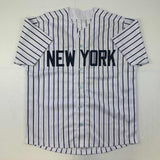 Autographed/Signed Rudy Giuliani New York Pinstripe Jersey Beckett BAS COA