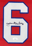 Julius Dr J Erving Philadelphia Signed Framed Red Basketball Jersey JSA