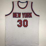 Autographed/Signed Bernard King New York White Basketball Jersey Beckett BAS COA