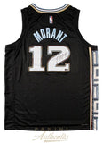 JA MORANT Autographed Memphis Grizzlies City Edition Black Nike Jersey PANINI