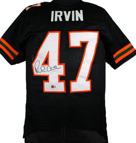 Michael Irvin Autographed Black College Style Jersey- Beckett W Hologram *Black