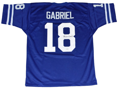 ROMAN GABRIEL AUTOGRAPHED LOS ANGELES RAMS #18 BLUE JERSEY JSA