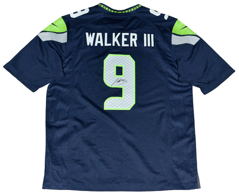 KENNETH WALKER III SIGNED SEATTLE SEAHAWKS #9 NAVY NIKE JERSEY BECKETT