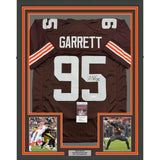 Framed Autographed/Signed Myles Garrett 35x39 Cleveland Brown Jersey JSA COA