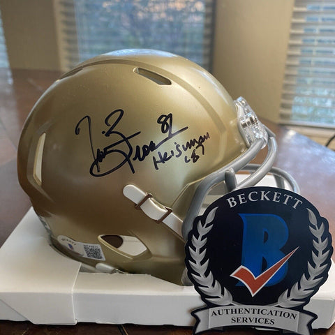 TIM BROWN SIGNED AUTOGRAPHED NOTRE DAME FIGHTING IRISH MINI HELMET BECKETT