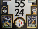 FRAMED PITTSBURGH STEELERS JOEY PORTER JR & SR AUTOGRAPHED SIGNED JERSEY JSA COA