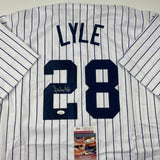 Autographed/Signed Sparky Lyle New York Pinstripe Baseball Jersey JSA COA