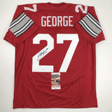 Autographed/Signed Eddie George Ohio State Red College Football Jersey JSA COA