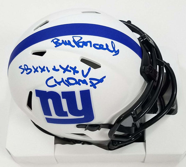 Bill Parcells Signed NY Giants Lunar Eclipse Mini Helmet W/ SB Champs Beckett