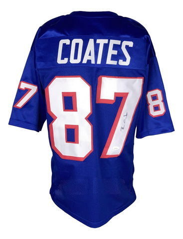 Ben Coates Signed Custom Blue Pro-Style Football Jersey JSA Hologram