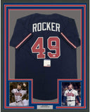 Framed Autographed/Signed John Rocker 35x39 Atlanta Blue Jersey PSA/DNA COA