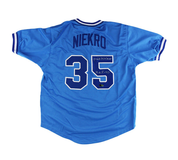 Phil Niekro Signed Atlanta Custom Powder Blue Jersey with Inscription