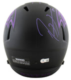 Ravens Ray Lewis Signed Eclipse Full Size Speed Rep Helmet w/ Purple Sig BAS Wit