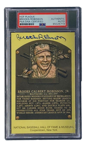 Brooks Robinson Signed 4x6 Baltimore Orioles HOF Plaque Card PSA/DNA 85025719