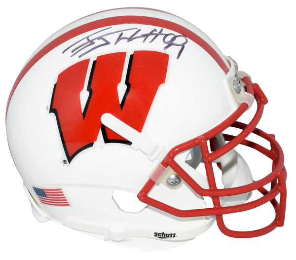 JJ WATT SIGNED AUTOGRAPHED WISCONSIN BADGERS WHITE MINI HELMET JSA