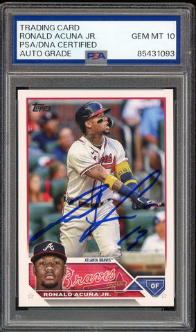 Ronald Acuna Jr. PSA 10 AUTO 2023 Topps #150 On Card GEM MINT AUTO