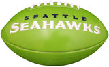 TYLER LOCKETT AUTOGRAPHED SEATTLE SEAHAWKS GREEN LOGO FOOTBALL MCS HOLO 182268