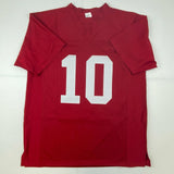 Autographed/Signed Mac Jones Alabama Red College Football Jersey Beckett BAS COA