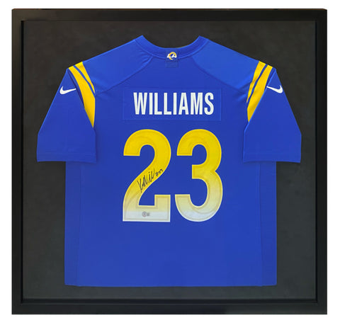 Kyren Williams Autographed Nike Los Angeles Rams Framed Blue Jersey Beckett