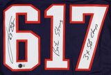 Joe Andruzzi Signed Patriots Jersey "Boston Strong" & "3xSB Champs" (Beckett)