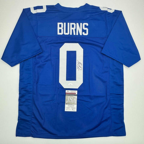 Autographed/Signed Brian Burns New York Blue Football Jersey JSA COA