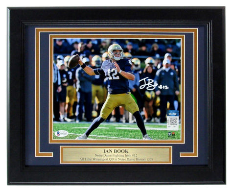 Ian Book Autographed 8x10 Photo Notre Dame Framed Beckett 176753