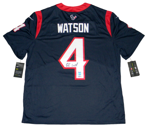 DESHAUN WATSON AUTOGRAPHED HOUSTON TEXANS #4 NAVY NIKE LIMITED JERSEY BECKETT