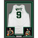 Framed Autographed/Signed Derrick White 35x39 Boston White Jersey BAS COA