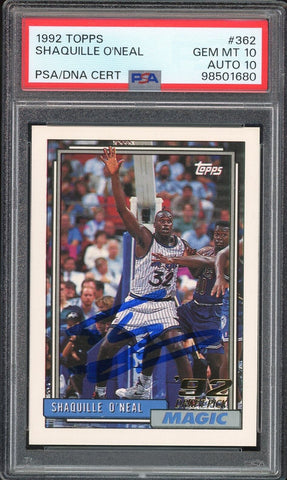 1992 Topps #362 Shaquille O'Neal RC Rookie Magic On Card PSA 10/10 Auto GEM MINT