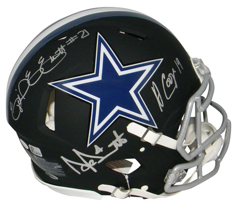 DAK PRESCOTT EZEKIEL ELLIOTT AMARI COOPER SIGNED COWBOYS BLACK AUTHENTIC HELMET