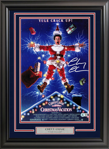 CHEVY CHASE AUTOGRAPHED FRAMED CHRISTMAS VACATION MOVIE POSTER BECKETT 233877