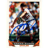 Gregg Olson Autographed/Signed 1993 Topps 246 Trading Card Beckett 48430