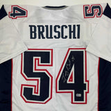 Autographed/Signed Tedy Bruschi New England White Football Jersey Beckett COA