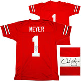 OHIO STATE BUCKEYES URBAN MEYER AUTOGRAPHED RED JERSEY BECKETT WITNESS 230169