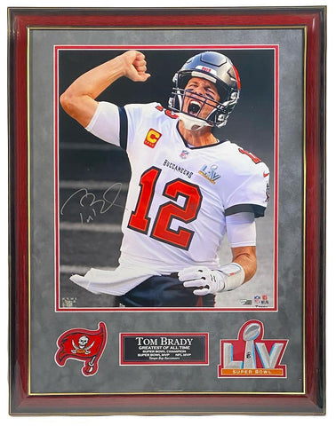 TOM BRADY Autographed Buccaneers SB LV 16" x 20" Framed Photograph FANATICS