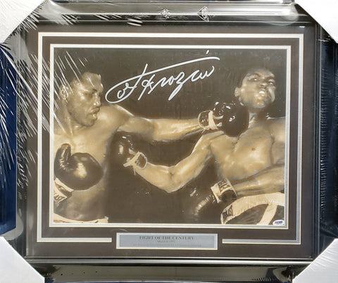 Joe Frazier Auto Framed 16x20 Photo Fight Century vs. Ali (Damaged) PSA L90959