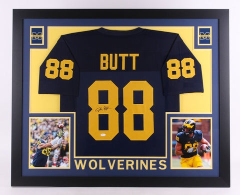 Jake Butt Signed Michigan Wolverines 35x43 Custom Framed Jersey (JSA COA)