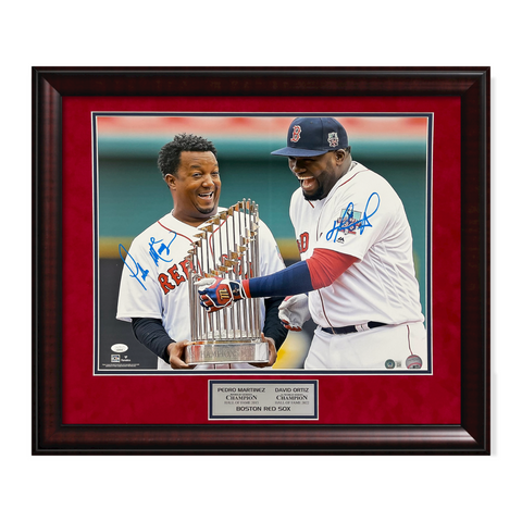 David Ortiz & Pedro Martinez Signed Autographed 16x20 Photo Framed to 20x24 JSA