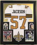 FRAMED RICKEY JACKSON AUTOGRAPHED SIGNED INSC NEW ORLEANS SAINTS JERSEY JSA COA