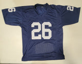 SAQUON BARKLEY SIGNED AUTOGRAPHED CUSTOM XL COLLEGE STYLE STAT JERSEY BECKETT QR