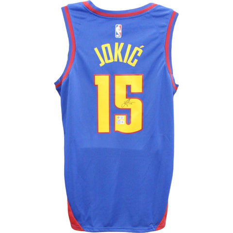 Nikola Jokic Signed Denver Nuggets Nike Royal Blue Jersey Beckett 46316