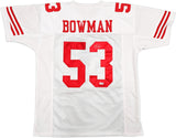 SAN FRANCISCO 49ERS NAVORRO BOWMAN AUTOGRAPHED WHITE JERSEY BECKETT QR 234528